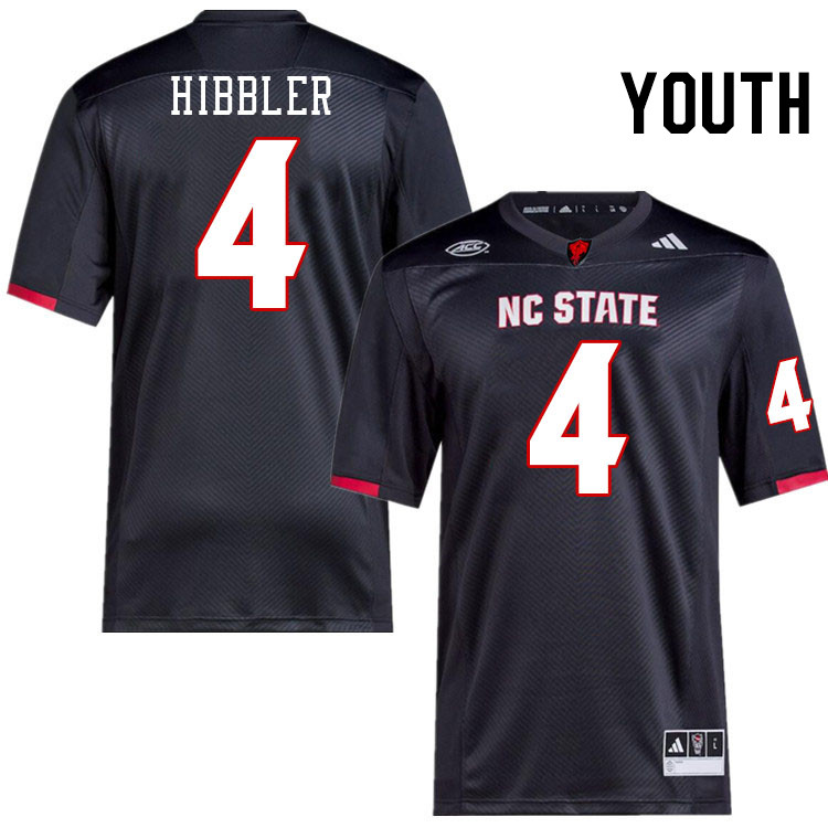 Youth #4 Red Hibbler NC State Wolfpack College Football Jerseys Stitched-Black